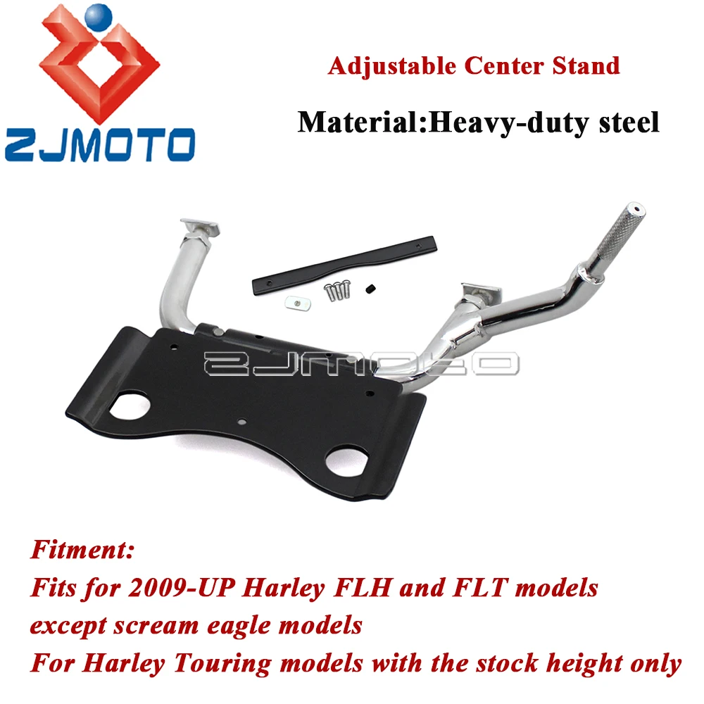 Heavy Duty Steel Kickstand Motorcycle Adjustable Center Stand W/ Hardware Kit For Harley Touring FLH FLT Electra Glide 1999-2008