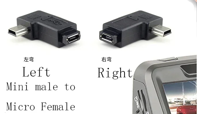 90 Degree Left & Right Angled Micro USB To Mini Connector Mini USB 5pin Female to Micro USB Male Data Sync Adapter Plug