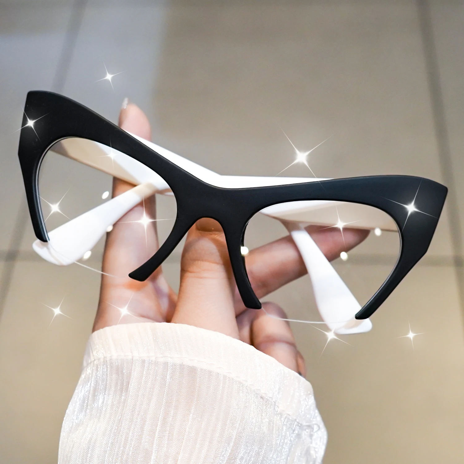 2 Stück stilvolle Cat-Eye-Lesebrille mit großem Rahmen, einfache Retro-Lesebrille, geeignet für Männer und Frauen – Detail 10
