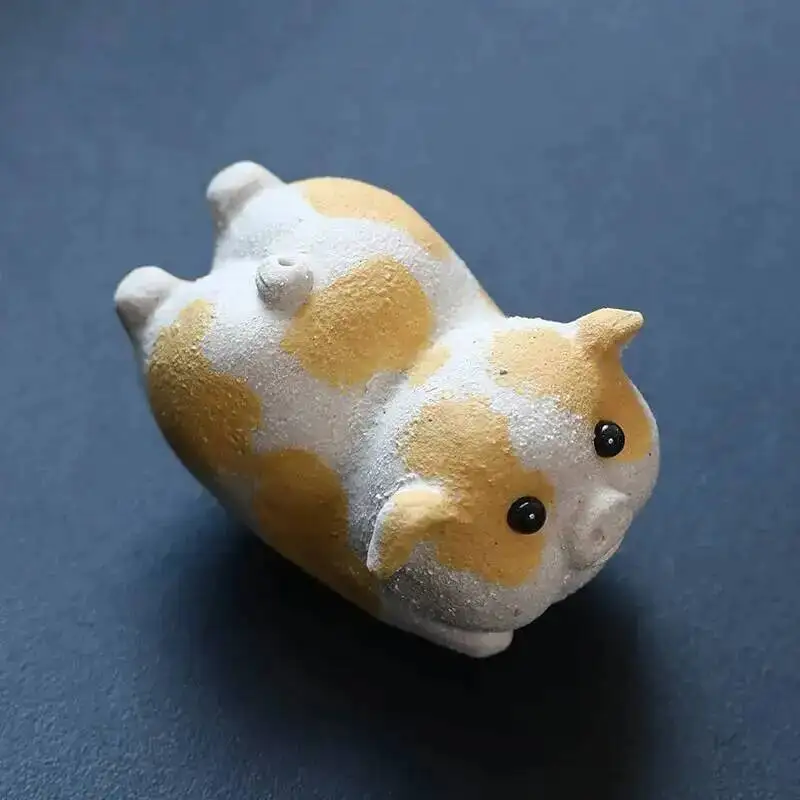 Purple Clay Tea Pet Puppy Figurine Piglet Cat Lifelike Tea Gamer Little Flying Pig Tea Play Tea Table Decorations Чаепитие
