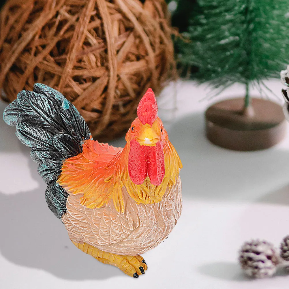 

Resin Rooster Decoration Chic Garden Statue Resin Chicken Ornament Animal Sculpture for Lawn Desktop