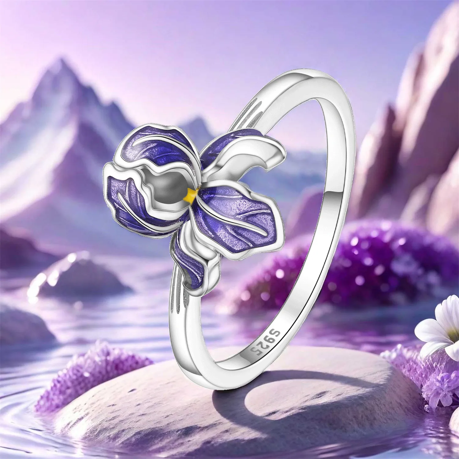 CYMYSS 2025 جديد S925 فضة أرجواني زهرة خاتم غرامة مجوهرات هدايا المرأة حفل زفاف مغلق الرقبة #5