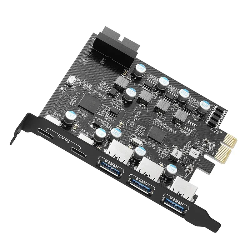 

PCIE — USB 3.0, 5 портов, 2 порта типов + 3 типаA, карта расширения PCI Express с внутренним 19-контактным разъемом USB 3.0 для Windows Mac