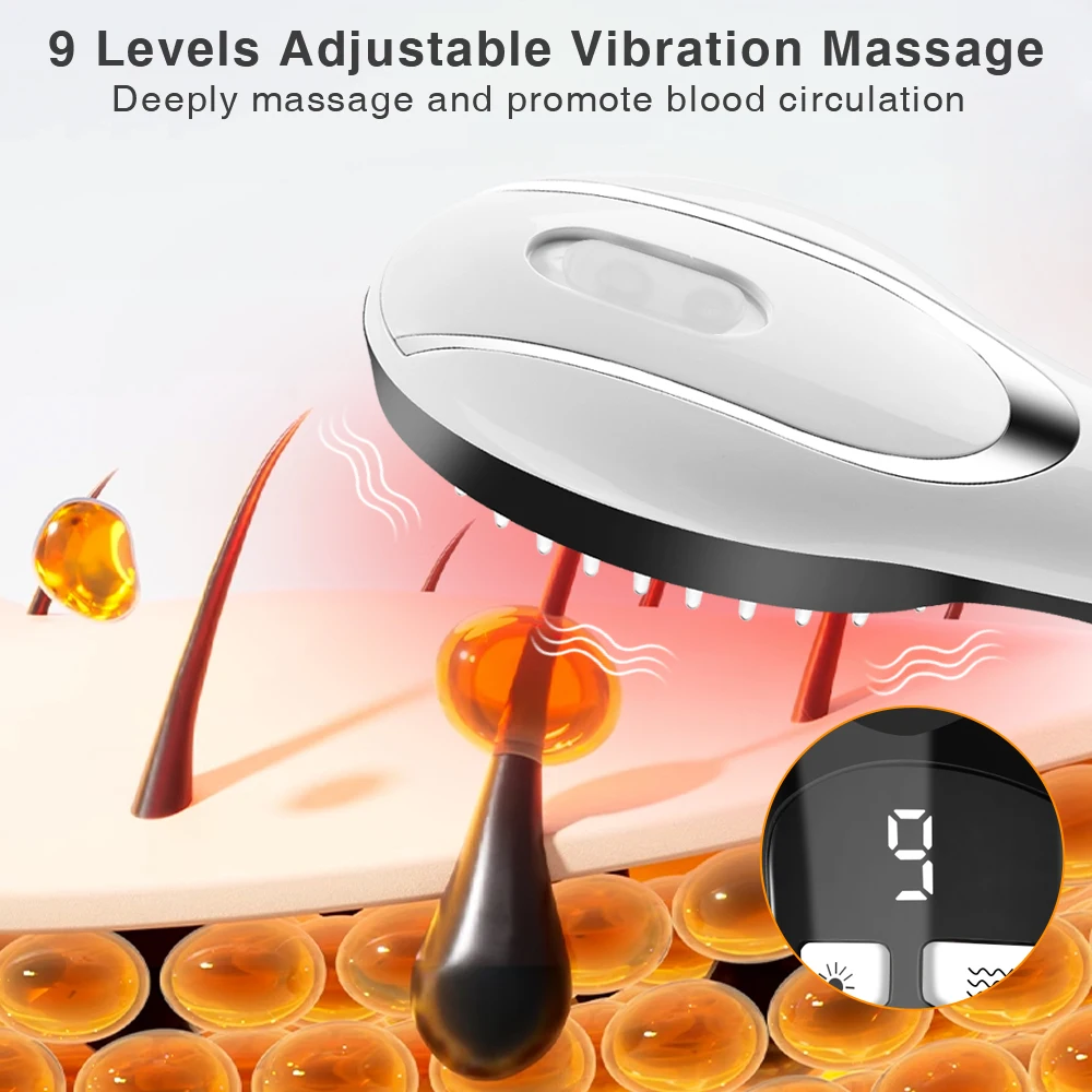 EMS Head Massage Comb Anti Hair Loss 660NM Red Light Hair Growth Comb Vibration Scalp Massager Liquid Medicine Atomizing Comb