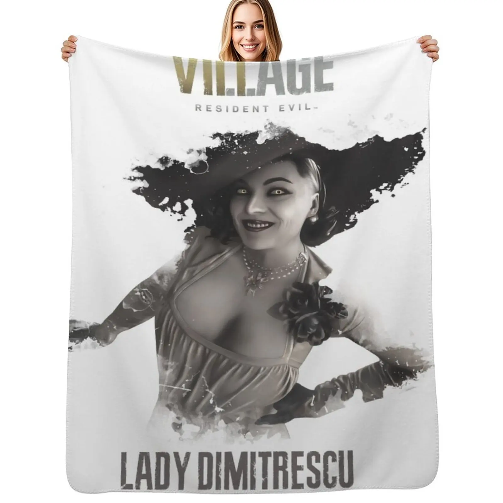

Lady Dimitrescu RE8 VILLAGE Throw Blanket Durable Warm Blanket for Daily Home Use