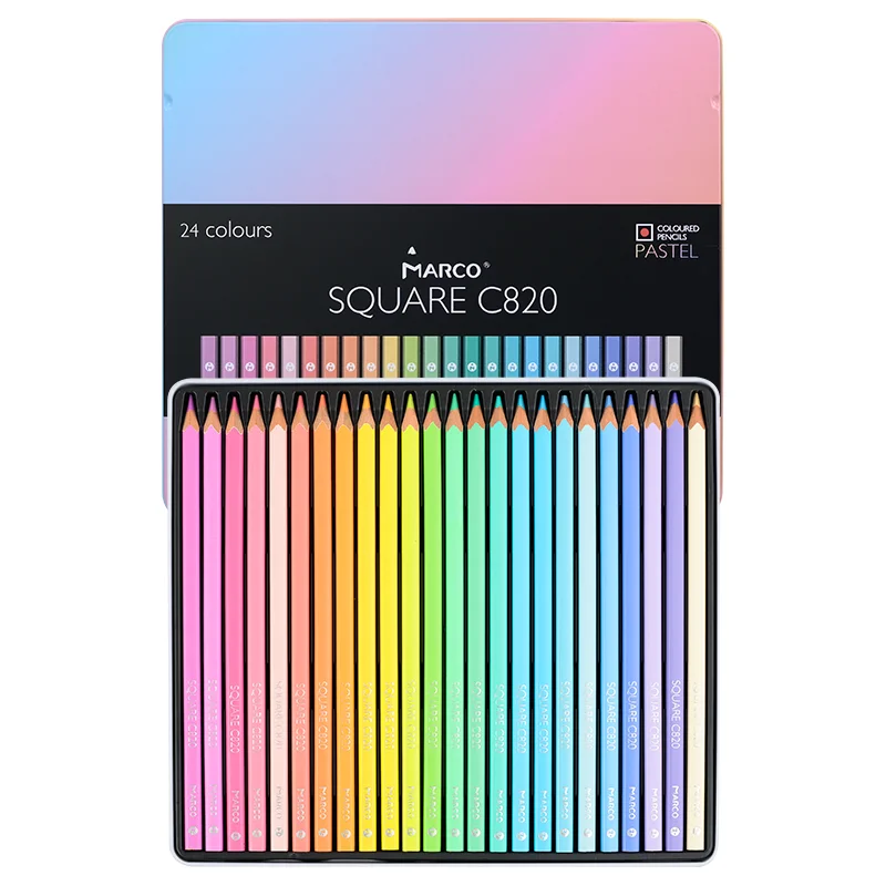 Pastel 12/24 Colors Macaron Oil Color Pencil Square Body Colored Pencils Drawing Pencil Set Student Children's Gift Supplies