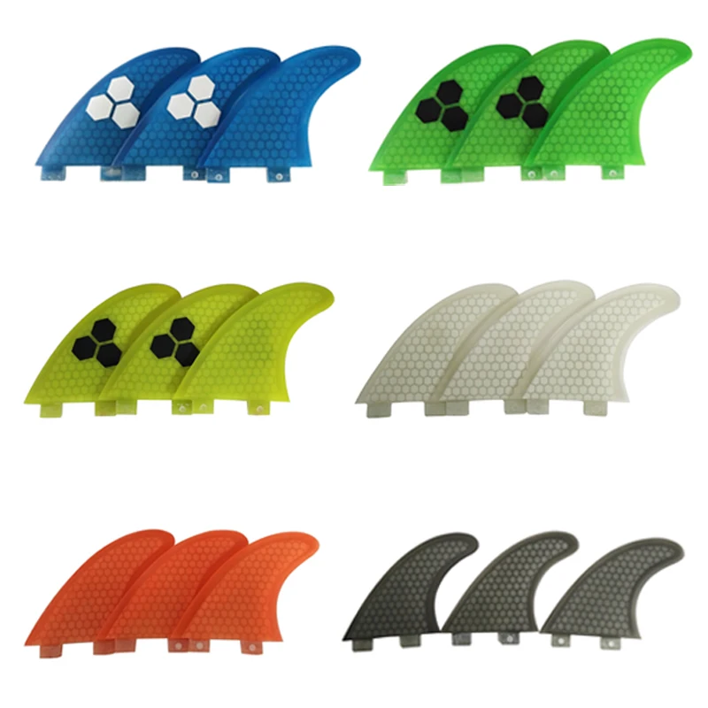 

UPSURF FCS Fins Double Tabs S Fins Honeycomb Fiberglass Material Surfboard Fins 3 pcs/set Blue/Green/Yellow/White/Orange/Grey