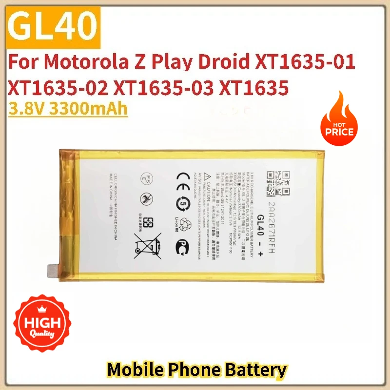 

GL40 High Quality Phone Battery 3.8V 3300mAh For Motorola Z Play Droid XT1635-01 XT1635-02 Brand New Replacement Battery