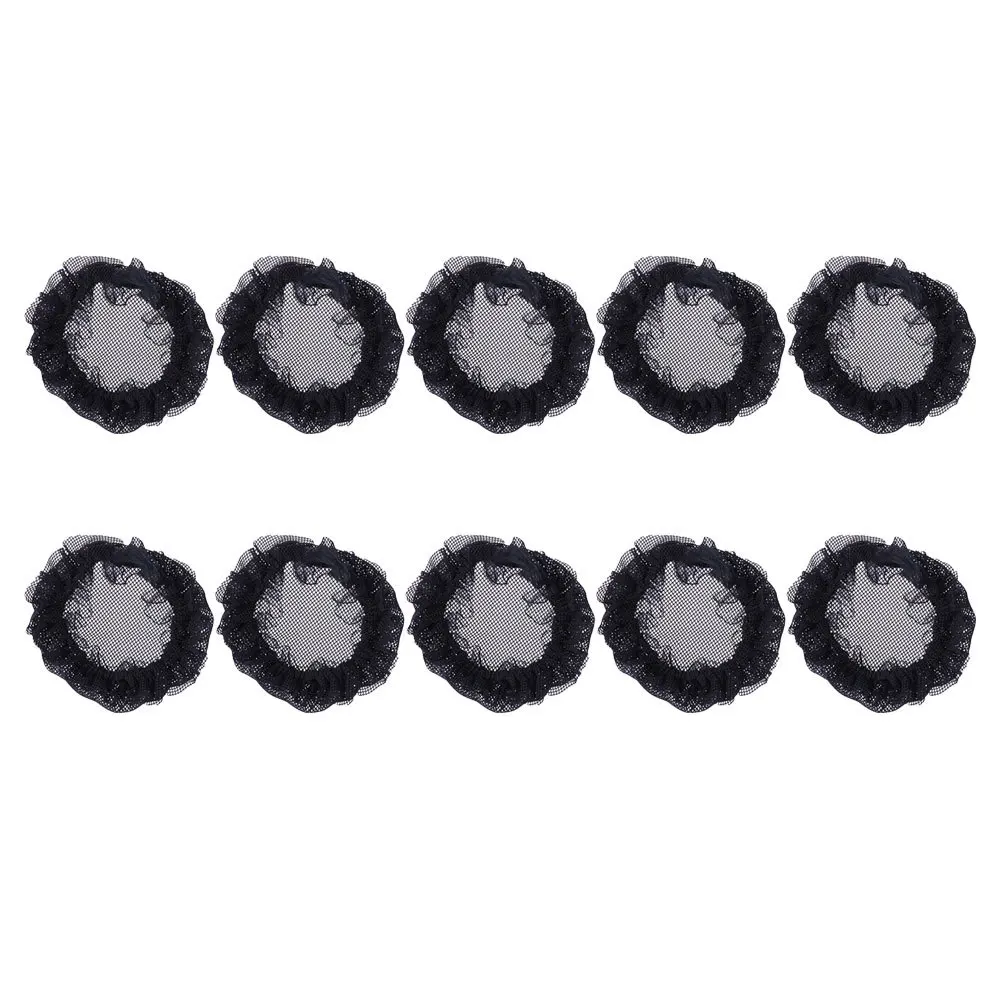

10pcs Ballet Dance Hair Snood Elastic Lace Hairnet Bun Holder For Women Ruffles Lightweight Secure Fit Cooling Headwear