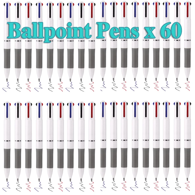 

60Pcs Ballpoint Pen 3 Colors Ink Black Blue Red Ball Pens for Writing Kids Students Gift Stationery