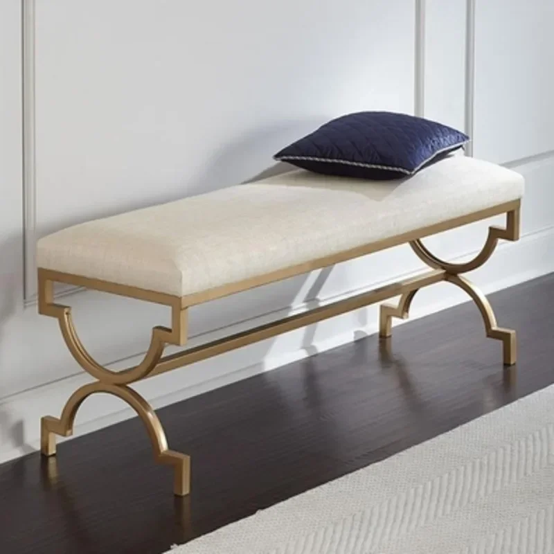 European Style Sofa Corridor Bench Home Door Shoe Changing Stool Light Luxury Gold Home Furniture Clothing Store Rest Stool