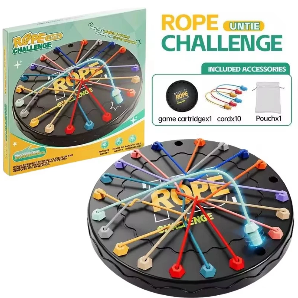 

Children Rope Knots Sensory Social Board Game Logical Thinking Challenge Twisted Connected Line Brain Strategy Fun Table Game