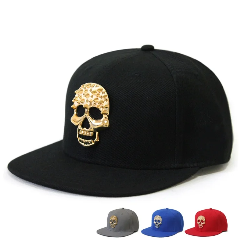 Men Caps Flat Hat Hip Hop Snapback   SKULL Rivet   Baseball Cap  Street Dance Cap Trendy Men's and Women's Flat Hat