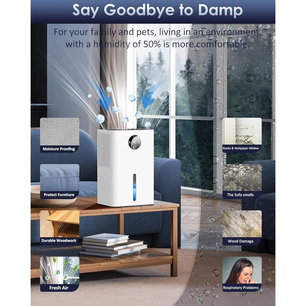 كفاءة 63 أوقية مزيل الرطوبة المحمولة تصميم هادئ السيارات اغلاق تذويب ضوء الموقت مناسبة المنزل الطابق السفلي RV