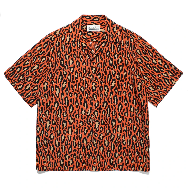 Classic Leopard Print WACKO MARIA Shirt High Quality Retro Short Sleeve Shirt Tops Mens Womens Hawaii Shirt