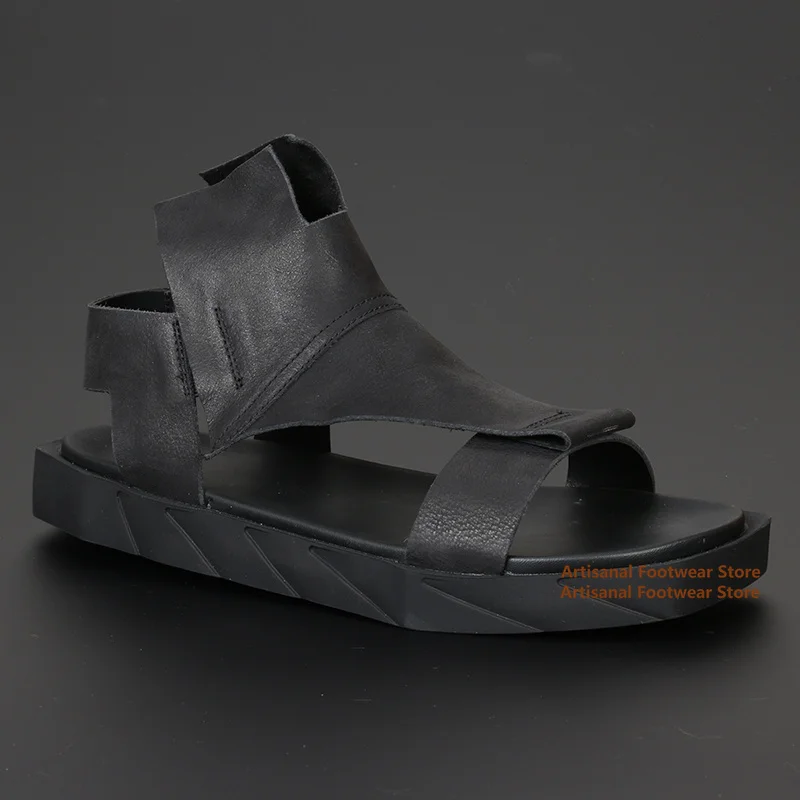 

Summer Leather Sandals Men's Roman High-Top Sandals Men's Shoes Wear-Resistant Trendy Handmade Sandals Men's Shoes