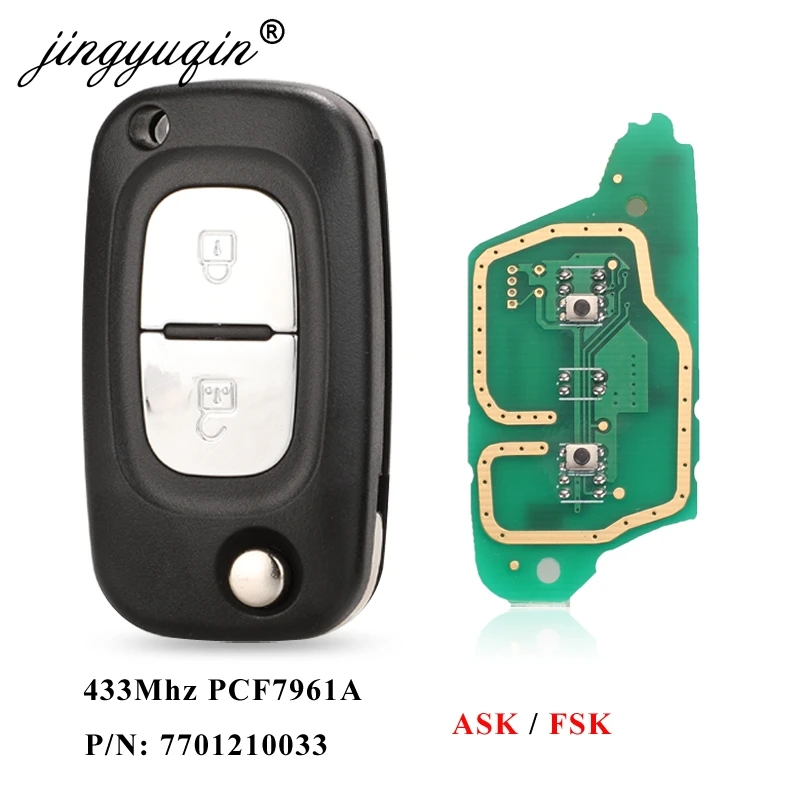 

jingyuqin 433MHz FSK PCF7961A ID46 Flip Remote Key For Renault Clio III Clio 3 Kangoo Master Modus Twingo 2006-2016 7701210033