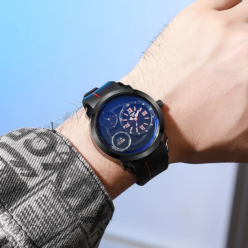 Cross border foreign trade new leisure sports fashion blue light silicone men's and young students' quartz watches