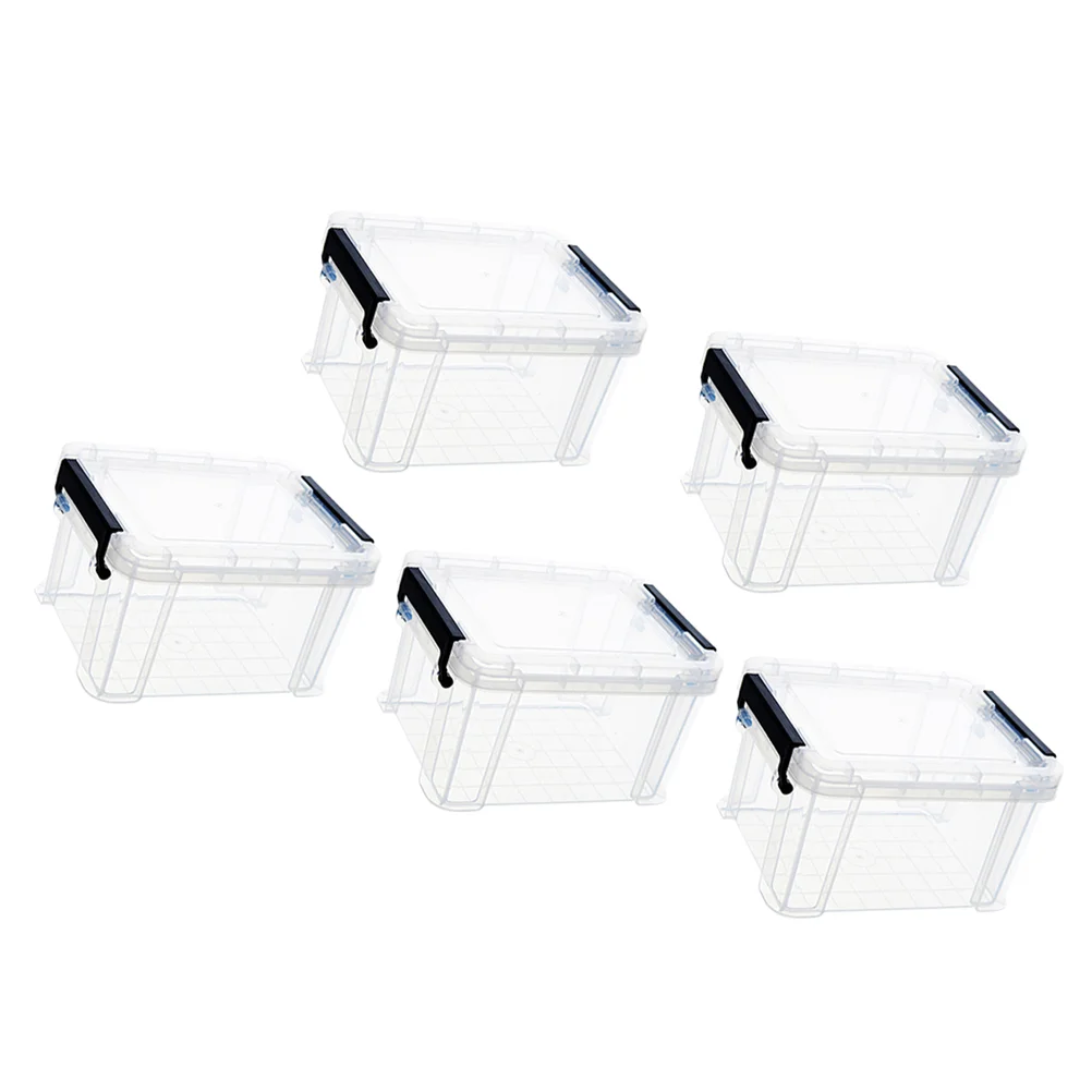 5 Pcs Storage Boxes Mini Plastic Bins with Lids Transparent Pp Small Sundries Case Tote Bags