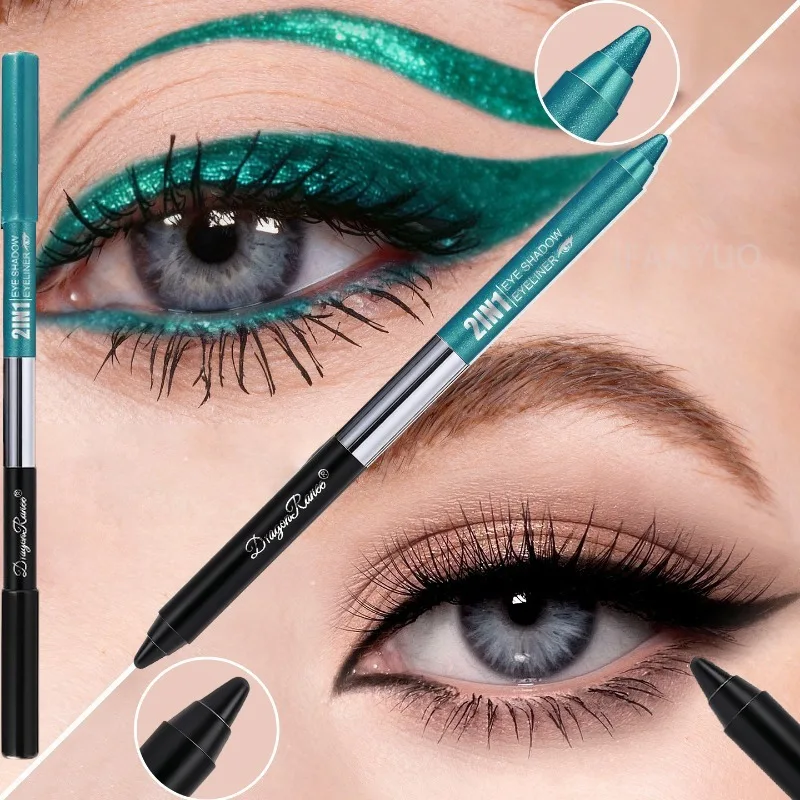 12 Colors Dual End Eyeliner Pencil Pearlescent Matte Shimmer Eyeshadow Stick Waterproof Under Eye Eyelid Brightening Makeup Pen