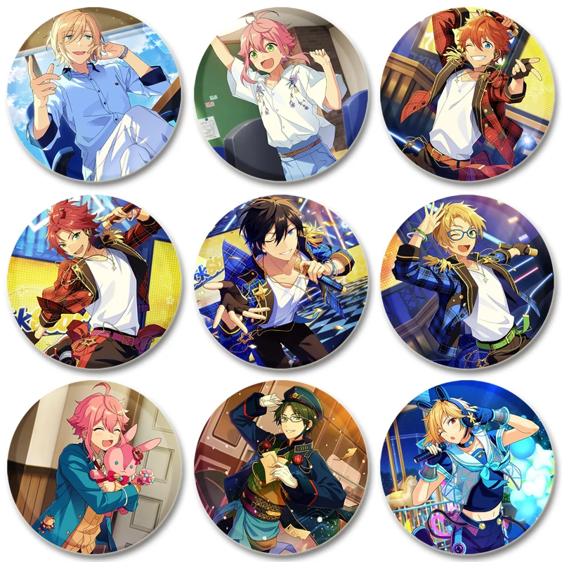 Idol Fantasy Festival Anime  Ensemble Stars Round Brooch Clothing Lapel Pin Souvenir Soft Button  Decorative Hat