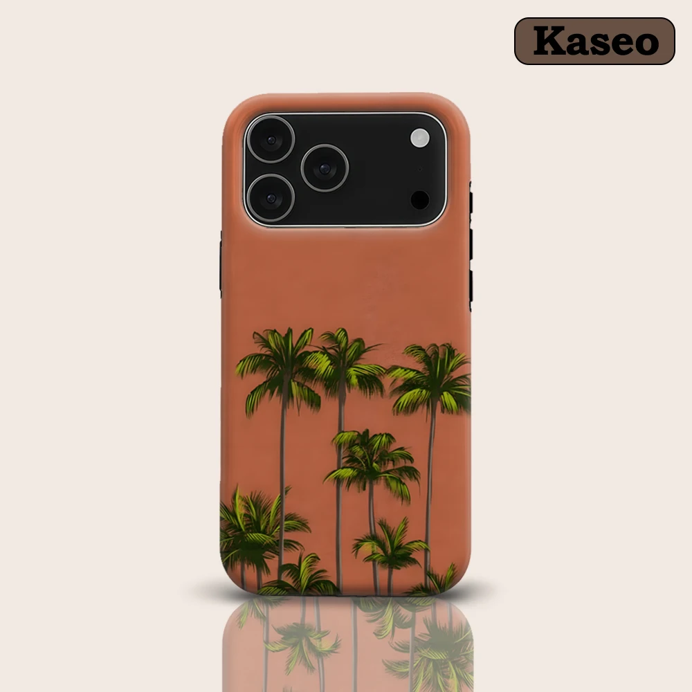 KASEO Matte Bumper for Magsafe Case for IPhone 17 16 15 14 Plus 13 Pro Max Shockproof Hard PC Terracotta Palms Cover