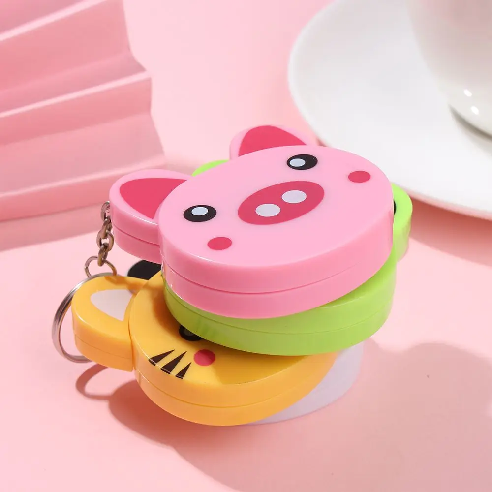 1 Meter Long Cartoon Animal Tiger Panda Frog Piggy Tape Measure Automatic Stretch Ruler Sewing Measure Ruler Keychain