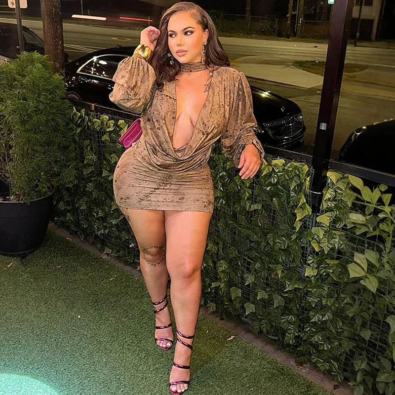 セクシーな3Dプリント誕生日ドレス レディース ナイトクラブ パーティー ランタンスリーブ スイングカラー ラッフル プロム ボディコン ミニドレス ベスティドス