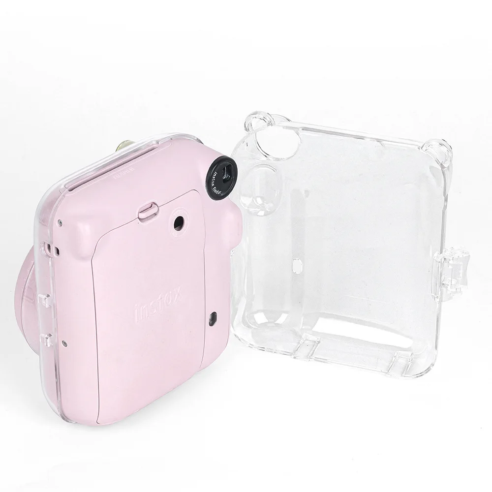 ل Fujifilm Instax Mini 12 غطاء كاميرا شفاف غطاء حقيبة حمل واقية مع حقيبة تخزين مع حزام الكتف