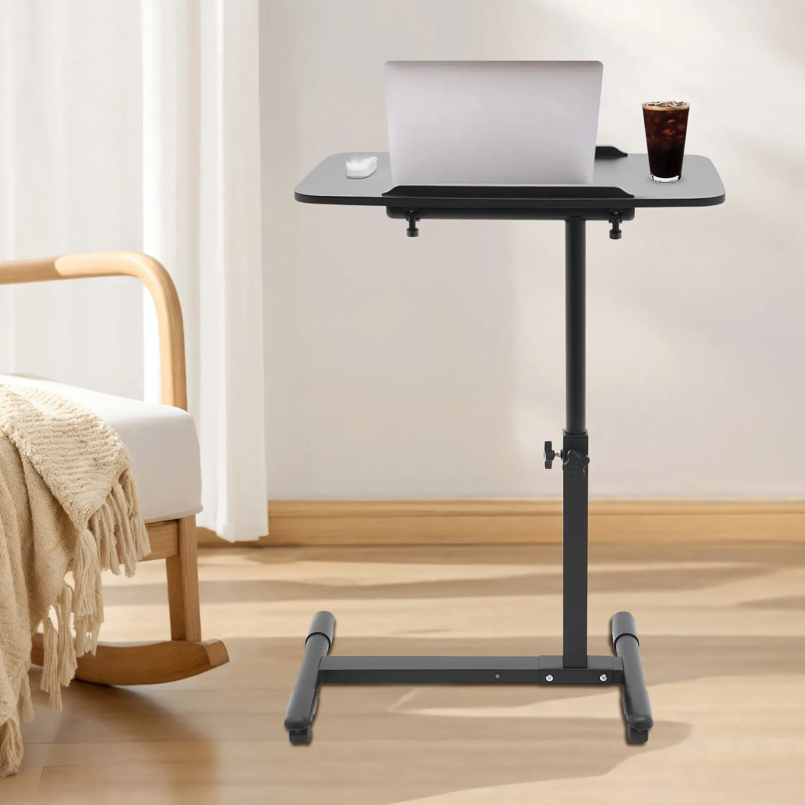 Overbed Table, Adjustable Height 259-343 Inches, 409 Lbs Load Capacity, Spacious Tabletop for Work or Study