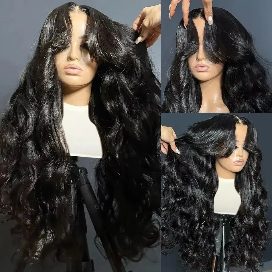 Boby Wave Human Hair Wigs 13x6 HD Transparent Lace Front Wig Human Hair 13x4 For Women Brazilian Virgin Lace Frontal Wig 250% Density Pre Plucked Black 40 Inch 5x5 Glueless Wigs