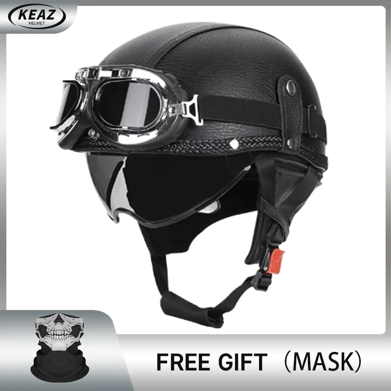 

KAESE Retro Half Helmet DOT Approved Cruise Pedal Electric Motorcycle Riding Safety Helmet For Vintage Style Casque Moto