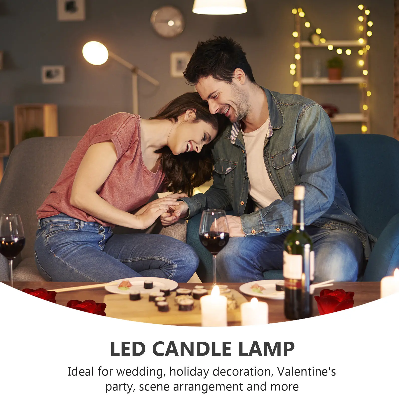 LED Rose Lamp Flameless Smokeless Safe No Fire No Drip Decorative Light for Table Floor Window Party Gathering
