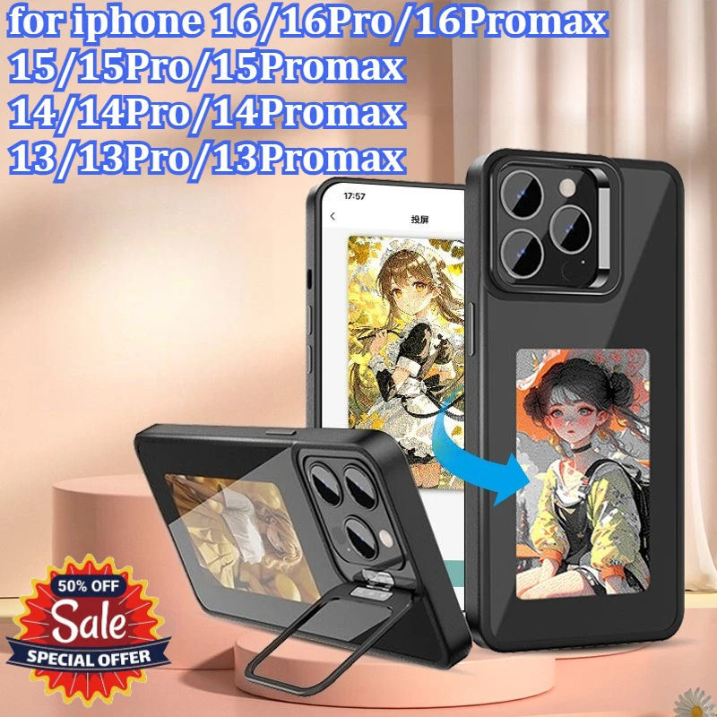 

DIY Ink Screen Screen Four Colors Image Transmission Phone Case for iphone 16 15 14 13 Pro Max Custom DIY Cases Battery Free