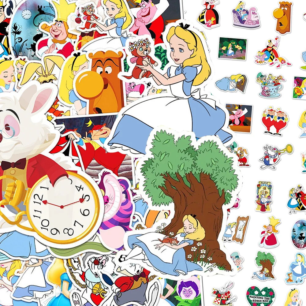 

10/30/50pcs Cartoon Disney Moive Alice in Wonderland Stickers DIY Notebook Phone Stationery Bike Cute Anime Graffiti Sticker Toy