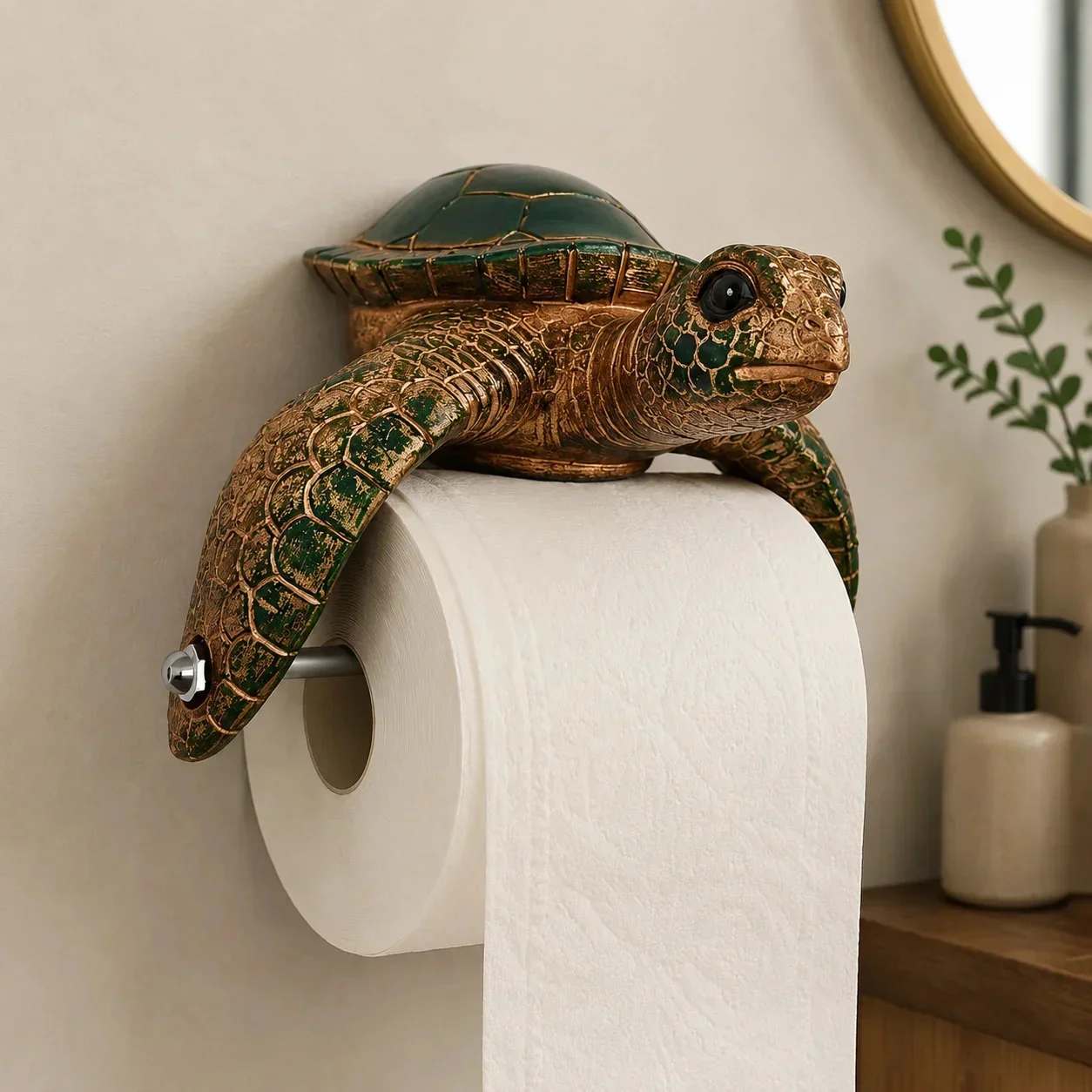 Resin Wall Mount Toilet Paper Holder Turtle Paper Dispenser Cute Bathroom Tissue Rack Home Decor Roll Napkin Storage Organizer