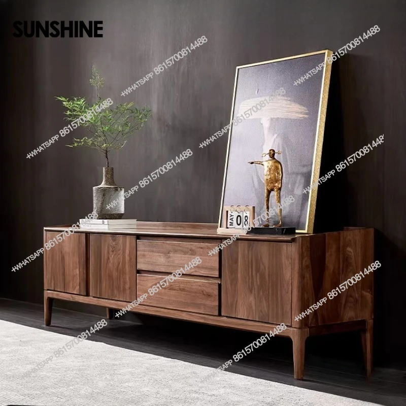 

Шкаф для телевизора из черного ореха в Северной Америке, шкаф для телевизора из массива дерева в гостиной