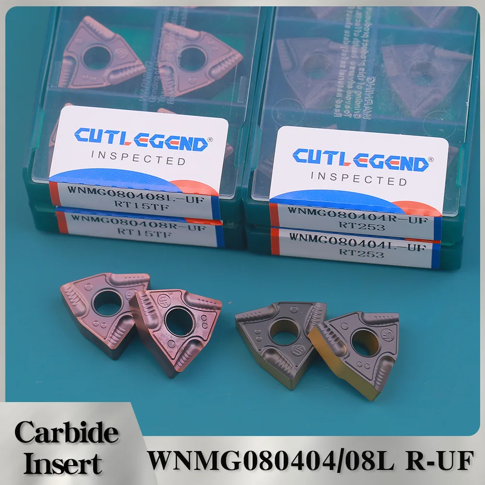 

10PCS CNC Turning Tools WNMG080404R WNMG080404L WNMG080408R UF RT15TF Carbide Inserts Steel Machining External Turning Tools