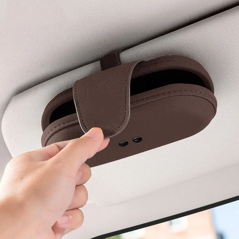 Magnetic Car Sun Visor Glasses Box Wear-resistant Turned Fur Sun Visor Card Organizer Multifunctional Scratch-Free