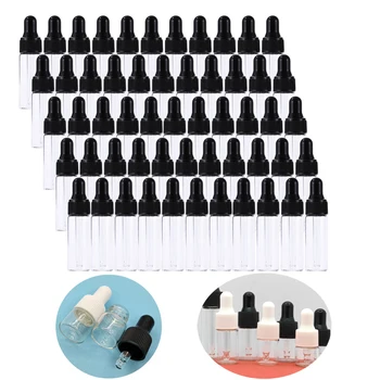 100pack 1ml 2ml 3ml 5ml Mini glass dropper bottle black empty essential oil bottle jar vial perfume bottles with pipettes