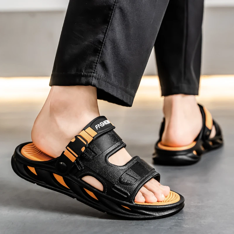 Moda verão sandálias masculinas antiderrapante homem sapatos de jardim tamancos plataforma chinelos masculino lazer slide confortável casual sapatos de praia