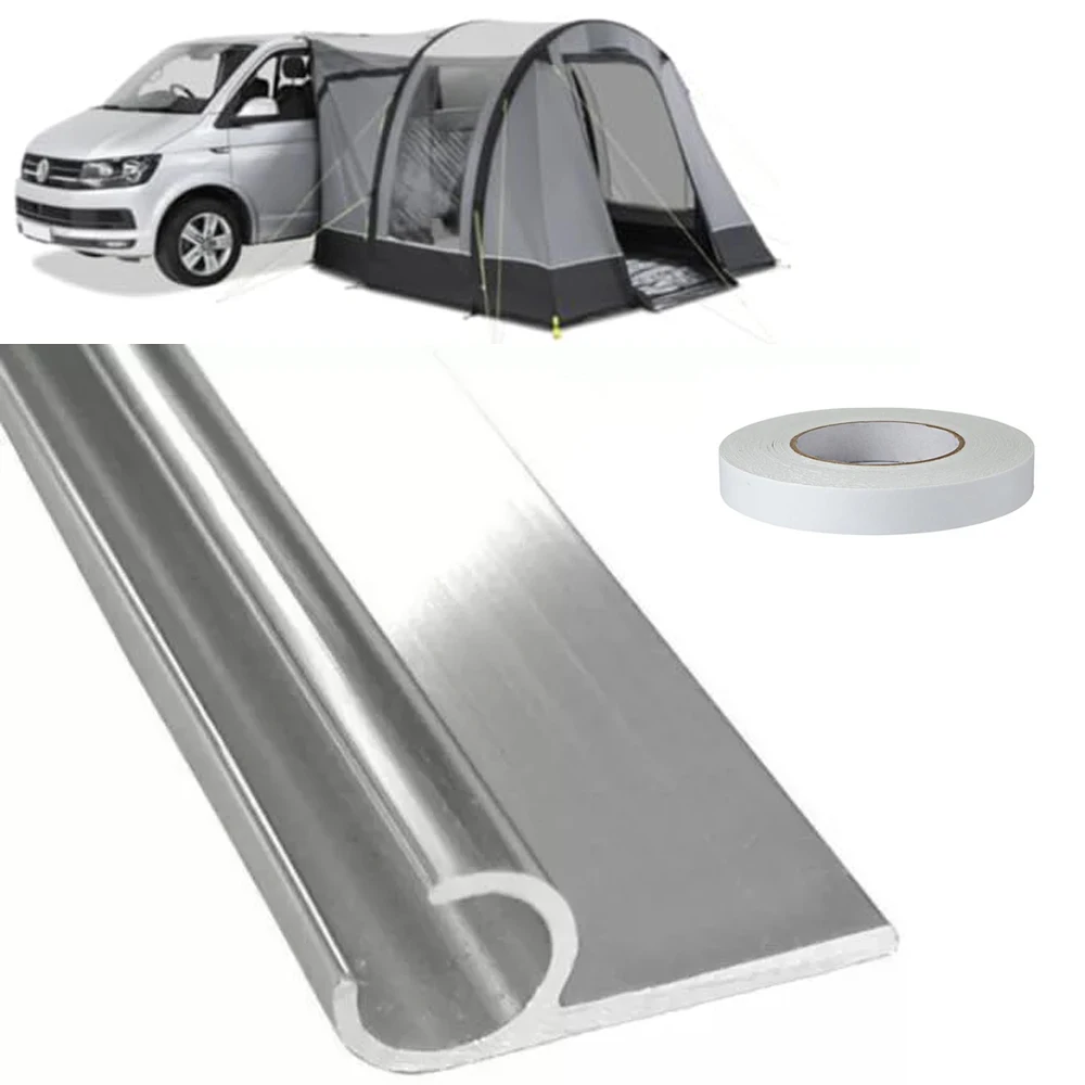 

Caravan Awning Campervan Motorhome Rail C Channel 8 X 0.5m Strip 400 Cm With D/S Tape & AWNING RAIL STOPPERS Car Accessories