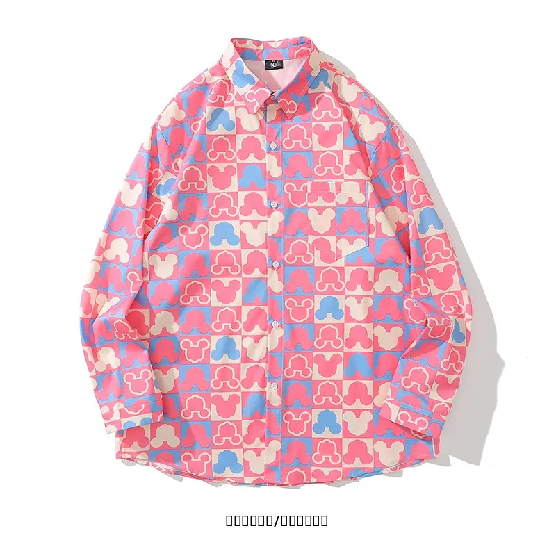 

Loose Long Sve irt from Japanese Sle Fun Cartoon Sweet Pink Color Blo id All Match Brand College Sle irt