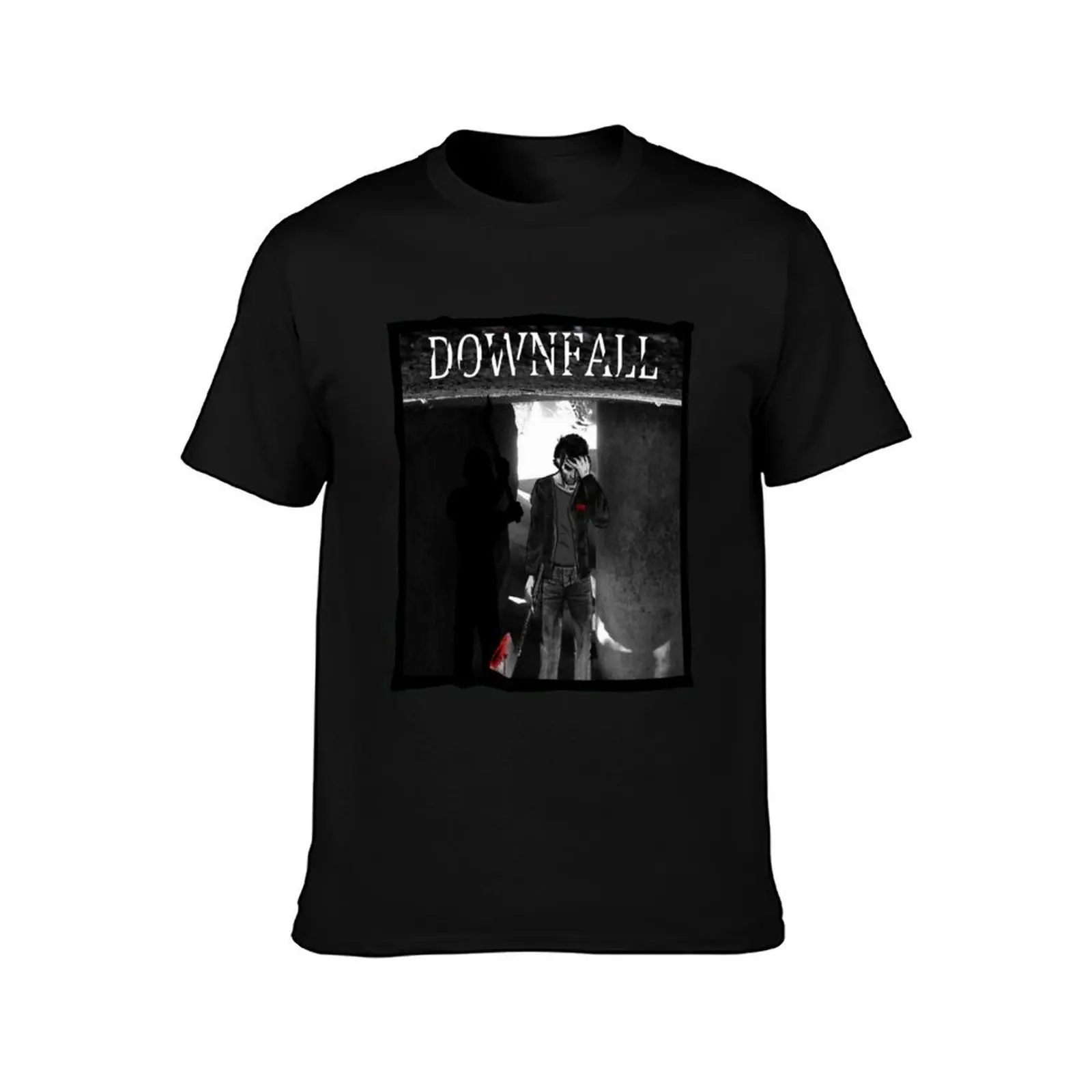 Downfall Joe Davis T-Shirt, Summer Casual Cotton Tee, Oversized Streetwear Tops, Vintage Graphic Print, Loose Fit Short Sleeve