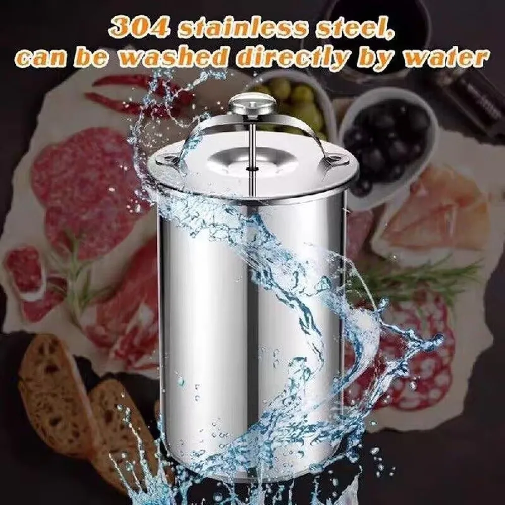 Stainless Steel Deli Meat Press with Thermometer Designed for Home Use to Monitor Internal Meat Temperatures During Pressing