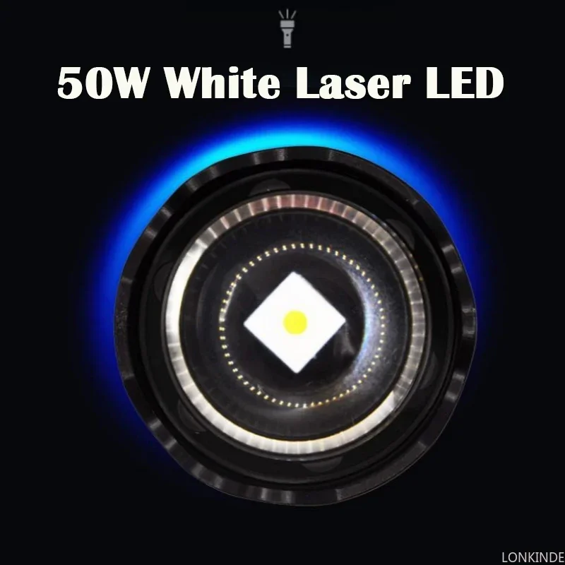 1500m White LED Flashlight Super Bright Type-c Recharging Torch Powerful LED Flashlights Zoom With Clip Lamp Tactics Lanterns