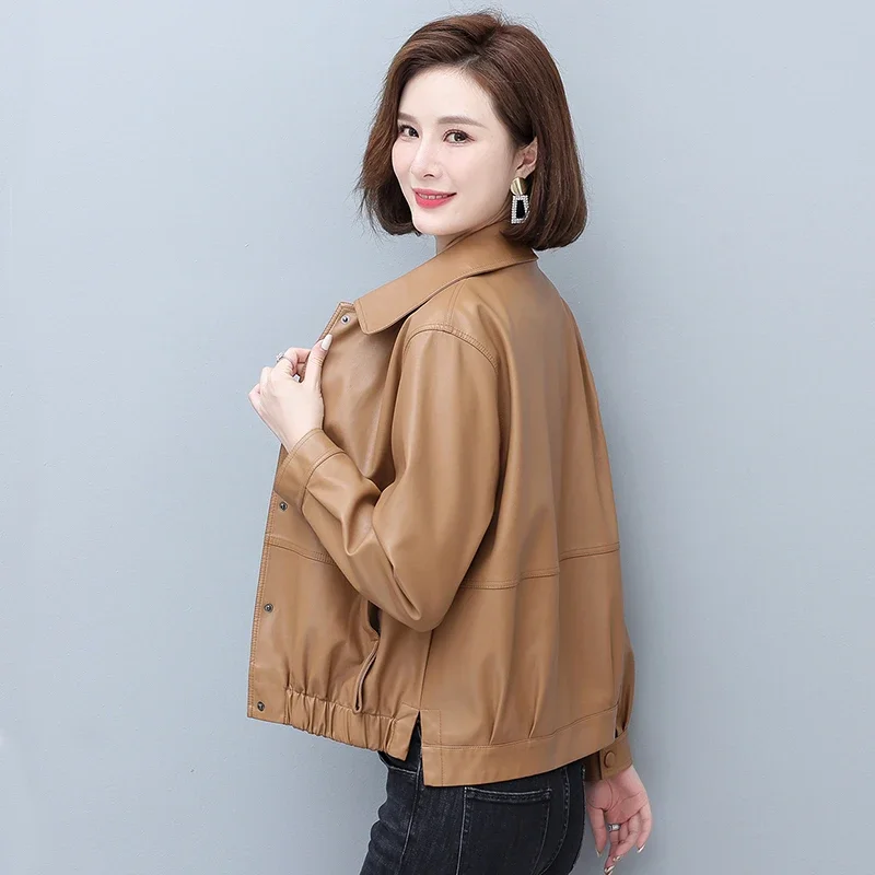 Spring And Autumn Leather Jackets Women Turn-Down Collar Leather Clothing Outwear S-3XL Suede Coats Chaqueta Mujer YTNMYOP