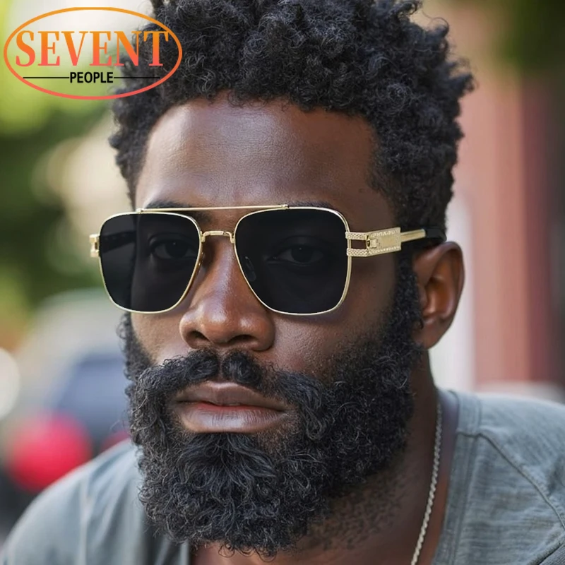 

Y2K Punk Oversized Square Sunglasses Men 2025 Luxury Brand Vintage Double Beam Outdoor Sun Glasses For Male Trendy Metal Shades