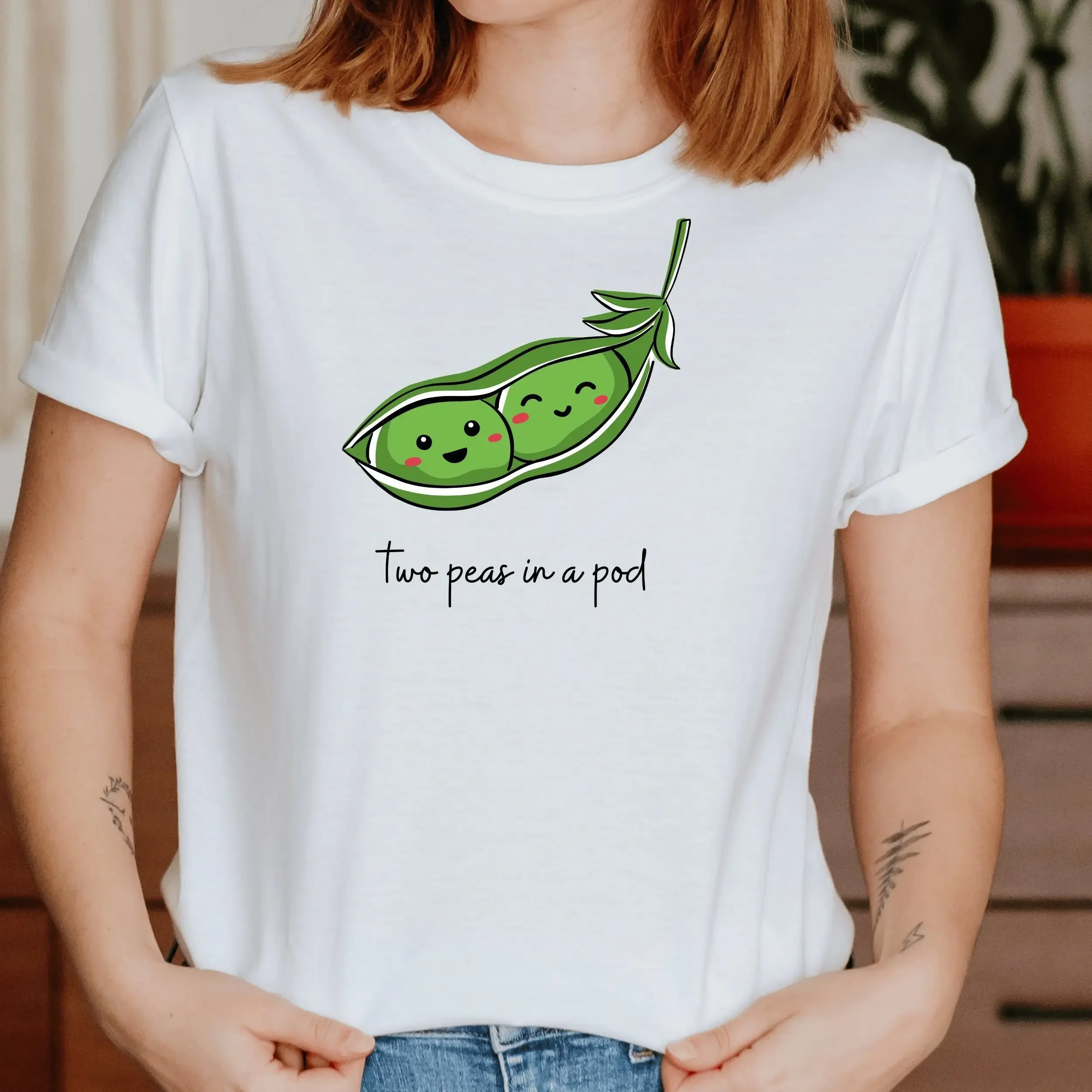 Dois ervilhas em uma cápsula camisa de ervilha fofa Veggie T vegetal Vegano Adorável jardinagem de jardineiro