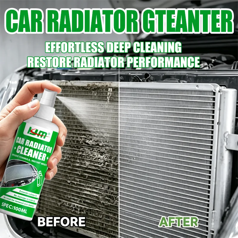 KJM Auto Radiator Cleaner Spray Car Condenser Fin Cleaner Engine Bay Grille Dust Oil Stain Remover With Towel 100ml